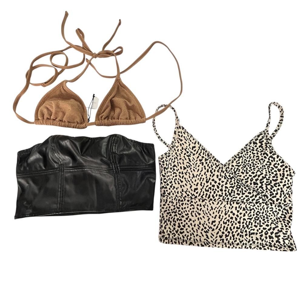 Y2K Going‎ Out Tops Bundle S Leopard Cami Faux Leather Bandeau Bikini Mall Lot